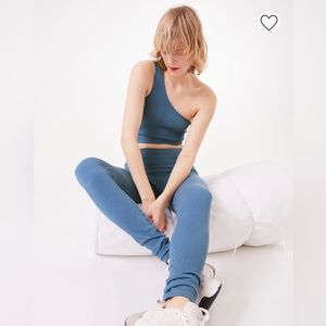 H&M Ribbed Seamless Jersey One Shoulder Top and Leggings Set in Size S